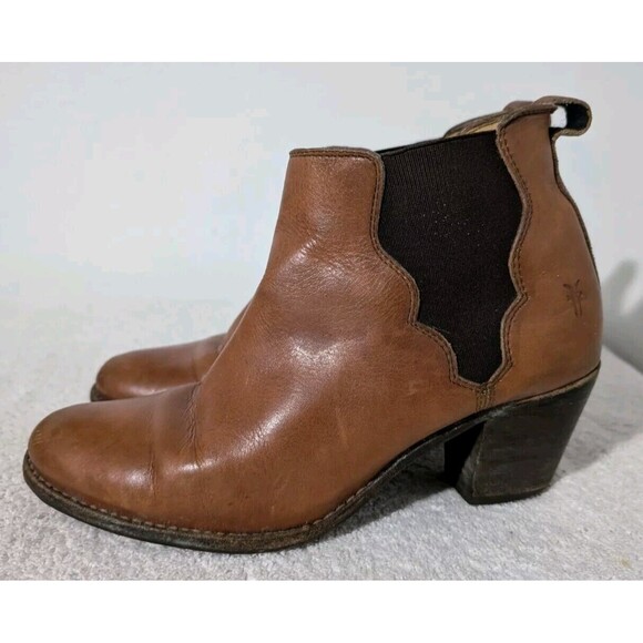 Frye Brown Leather 76303 Jackie Gore Cowboy Western Bootie Chelsea Boot Size 6B - Picture 4 of 14
